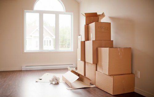 Furniture and boxes being loaded for a move in East Finchley