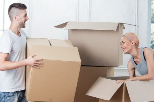Packed boxes and moving supplies ready for an East Finchley relocation